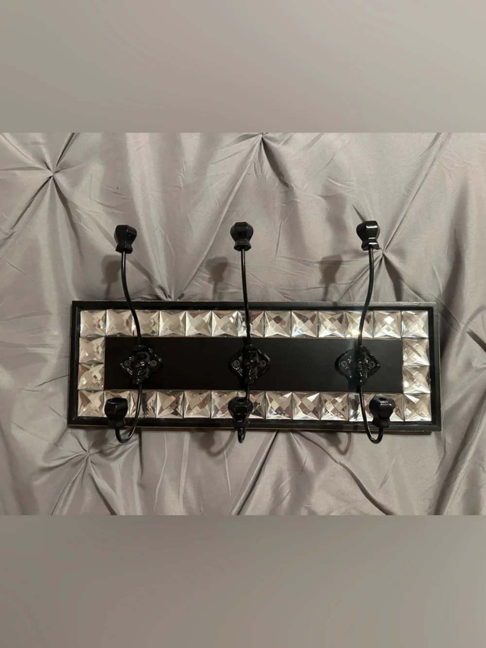 Hobby Lobby Black and Silver Crystal-Trim Wall Hook Rack